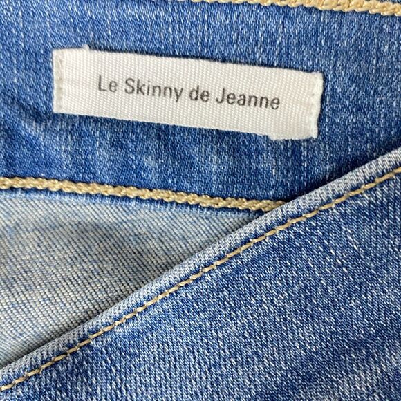FRAME Le Skinny De Jeanne Womens 27 Blue Mid Rise Distressed Medium Wash Denim - Picture 5 of 7
